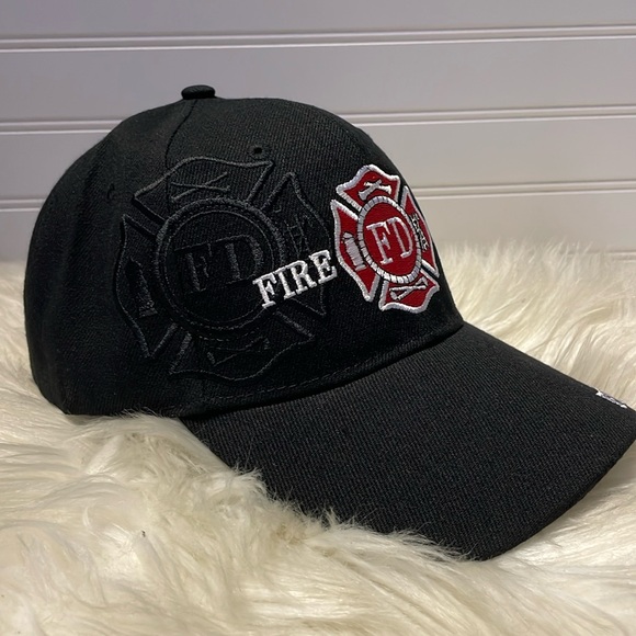 Fire Department Black Embroidered Baseball Cap - Picture 3 of 12